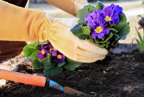 Gardeners keeping pathways clear and managing waste safely
